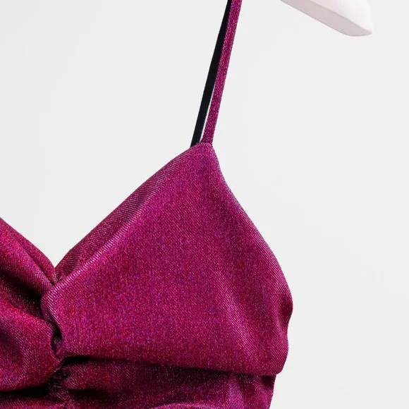 Area Fuchsia Ruched Mini Dress - Picture 6 of 11